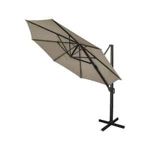 11 ft. Cantilever Offset Outdoor Patio Umbrella with Waterproof and UV resistant in Gray