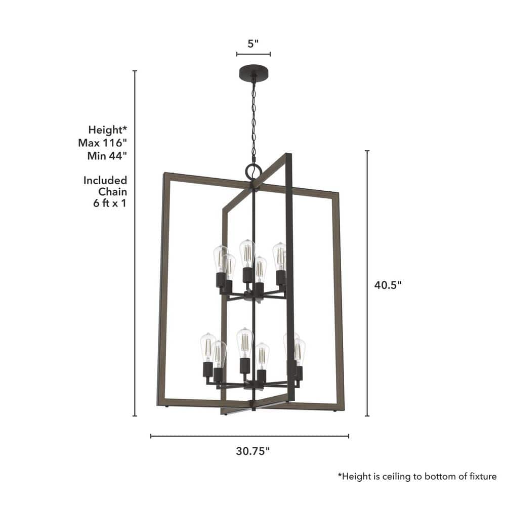Woodburn Noble Bronze 12-Light Modern Lantern Pendant