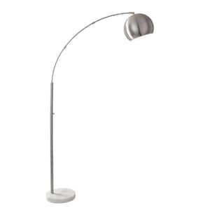 78 in. Silver 1 Light 1-Way (On/Off) Arc Floor Lamp for Liviing Room with Metal Globe Shade