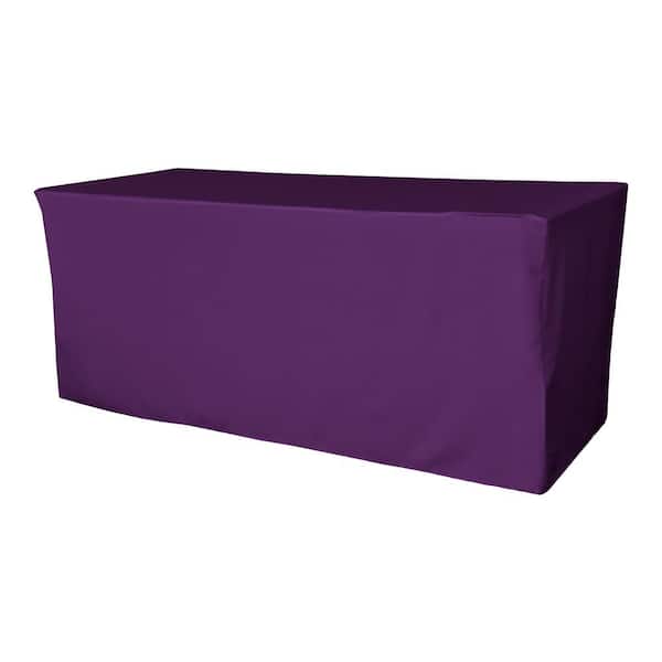 LA Linen 72 in. L x 30 in. W x 30 in. H Purple Polyester Poplin Fitted Tablecloth