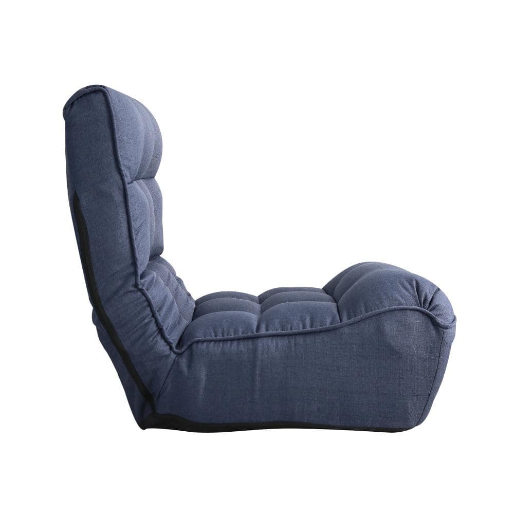 Navy Linen 23.6x41.3x29 in. Bean Bag Floor Chair with Adjustable Reclining Back, Folding Tatami Sofa for Living Room