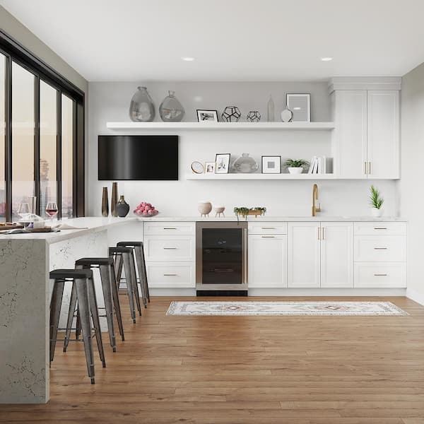 Hampton Bay Designer Series Melvern Assembled 30x42x12 in. Wall Kitchen Cabinet with Glass Doors in White