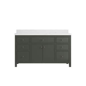 Sonoma 60 in. W x 22 in. D x 36 in. H Single Sink Bath Vanity in Pewter Green with 2" Empira Quartz Top
