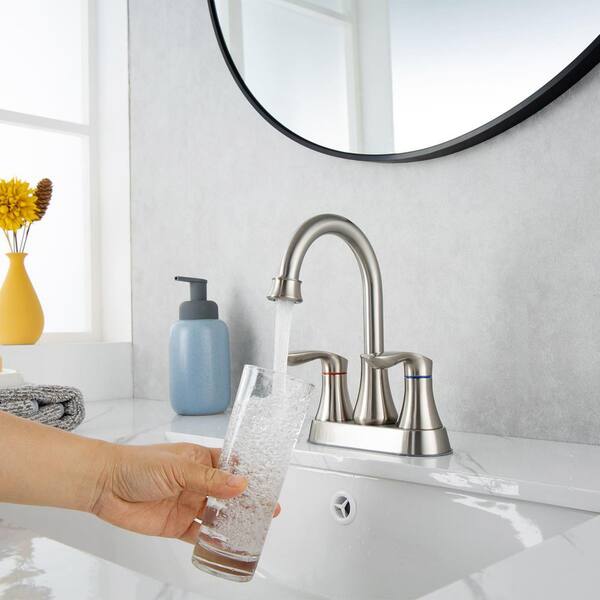 GIVING TREE 4 in. Centerset 2-Handle Bathroom Faucet with Metal