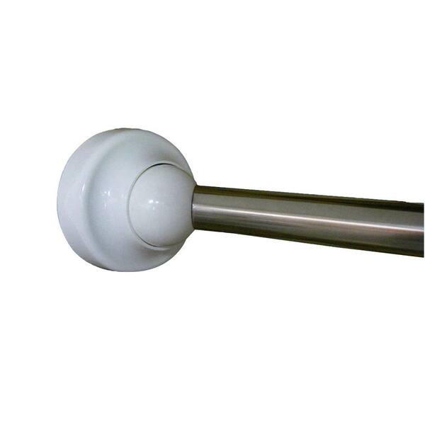 Rotator Rod 60 in. Stainless Steel Rotating Curved Shower Rod in Chrome with White Cap and Accent
