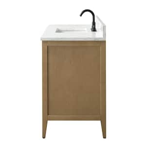 48 in. W x 22 in. D x 34 in. H Single Sink Bathroom Vanity Cabinet in Natural Oak with Engineered Marble Top