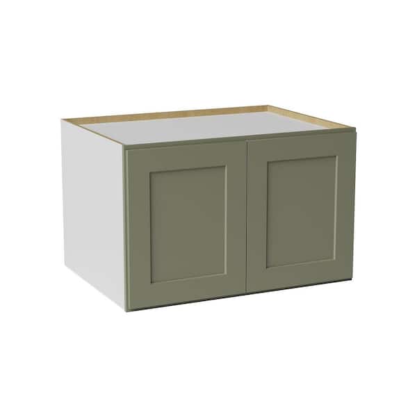 33 in. W x 24 in. D x 21 in. H Ready to Assemble Solid Wood Shaker Wall Bridge Kitchen Cabinet in Sage Green