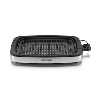 135 sq. in. Stainless Smokeless Indoor Grill with Nonstick Plate, Drip Tray and Adjustable Temperature