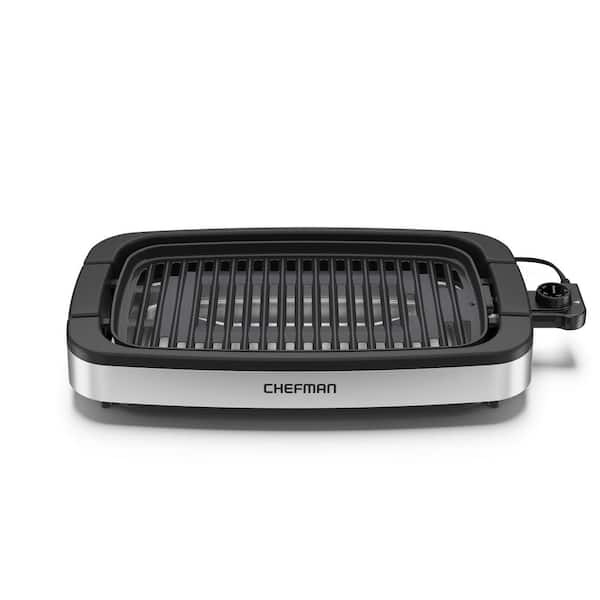 Chefman 135 sq. in. Stainless Smokeless Indoor Grill with Nonstick Plate, Drip Tray and Adjustable Temperature