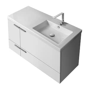 New Space 39 in. W x 17.7 in. D x 23.8 in. H Bathroom Vanity in Glossy White with Ceramic Vanity Top and Basin in White