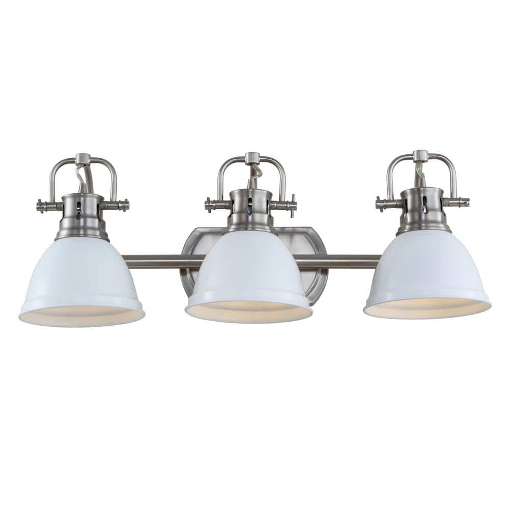 Roland 24.25" White and Nickel Three-Light Bathroom Sconce