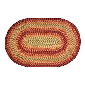 Heritage Braid Collection Rust 24" x 36" Oval 100% Polypropylene Reversible Indoor Area Rug