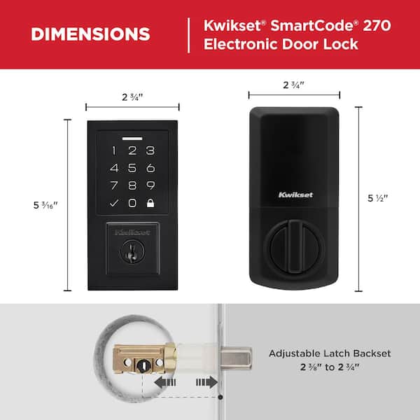 Kwikset SmartCode 270 Contemporary Matte Black Touchpad