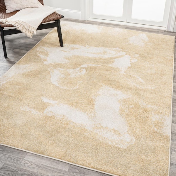 JONATHAN Y Petalo Abstract 2-Tone Modern Gold/Cream 5 ft. x 8 ft. Area Rug