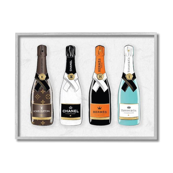 Stupell Industries "Glam Fashion Champagne Bottles Style Brand" by Martina Pavlova Framed Drink Wall Art Print 11 in. x 14 in.