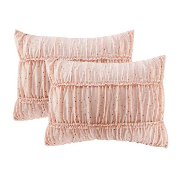 Blush Microfiber Full Reversible Comforter Set with Decorative Pillows