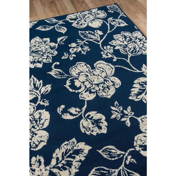 Momeni Baja Floral Blooms Navy 8 Ft 6 In X 13 Ft Indoor Outdoor Area Rug Baja0baj18nvy860d The Home Depot