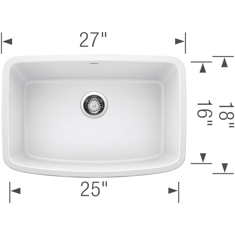 Valea 27-Inch White Granite Single Bowl Undermount Kitchen Sink