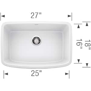 Valea Undermount Granite 27 in. x 18 in. Single Bowl Kitchen Sink in White