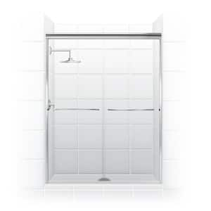 Paragon 1/4 Series 60 in. x 71 in. Semi-Framed Sliding Shower Door with Curved Towel Bar in Chrome and Clear Glass