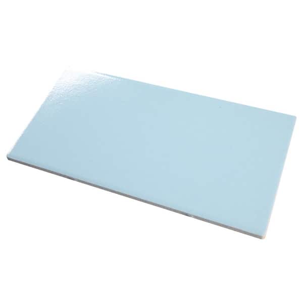 Piscina Brick Glossy Light Blue 4-3/4 in. x 9-5/8 in. Porcelain Floor and Wall Take Home Tile Sample