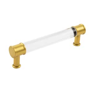 Midway Collection 128mm (5 in.) C/C Crysacrylic with Brushed Golden Brass Cabinet Drawer & Door Pull