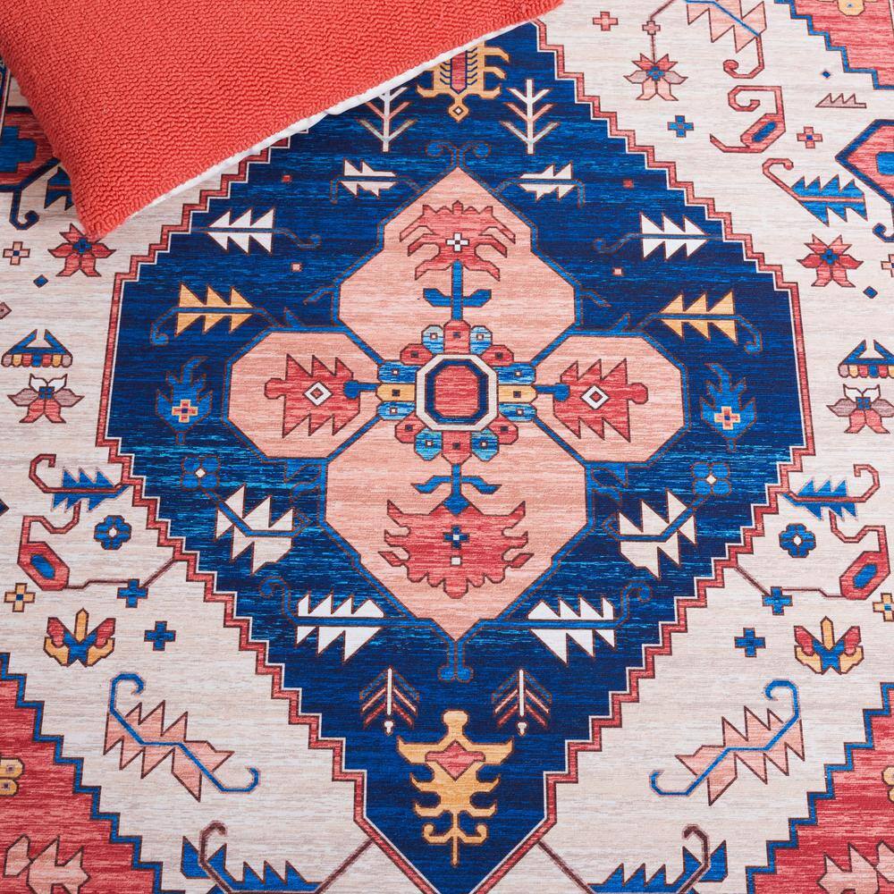 Tucson Blue Rectangular Easy-Care Synthetic Area Rug - 3' x 5'