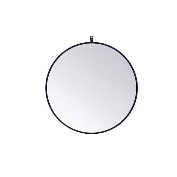 Unbranded Medium Round Blue Modern Mirror (28 in. H x 28 in. W)