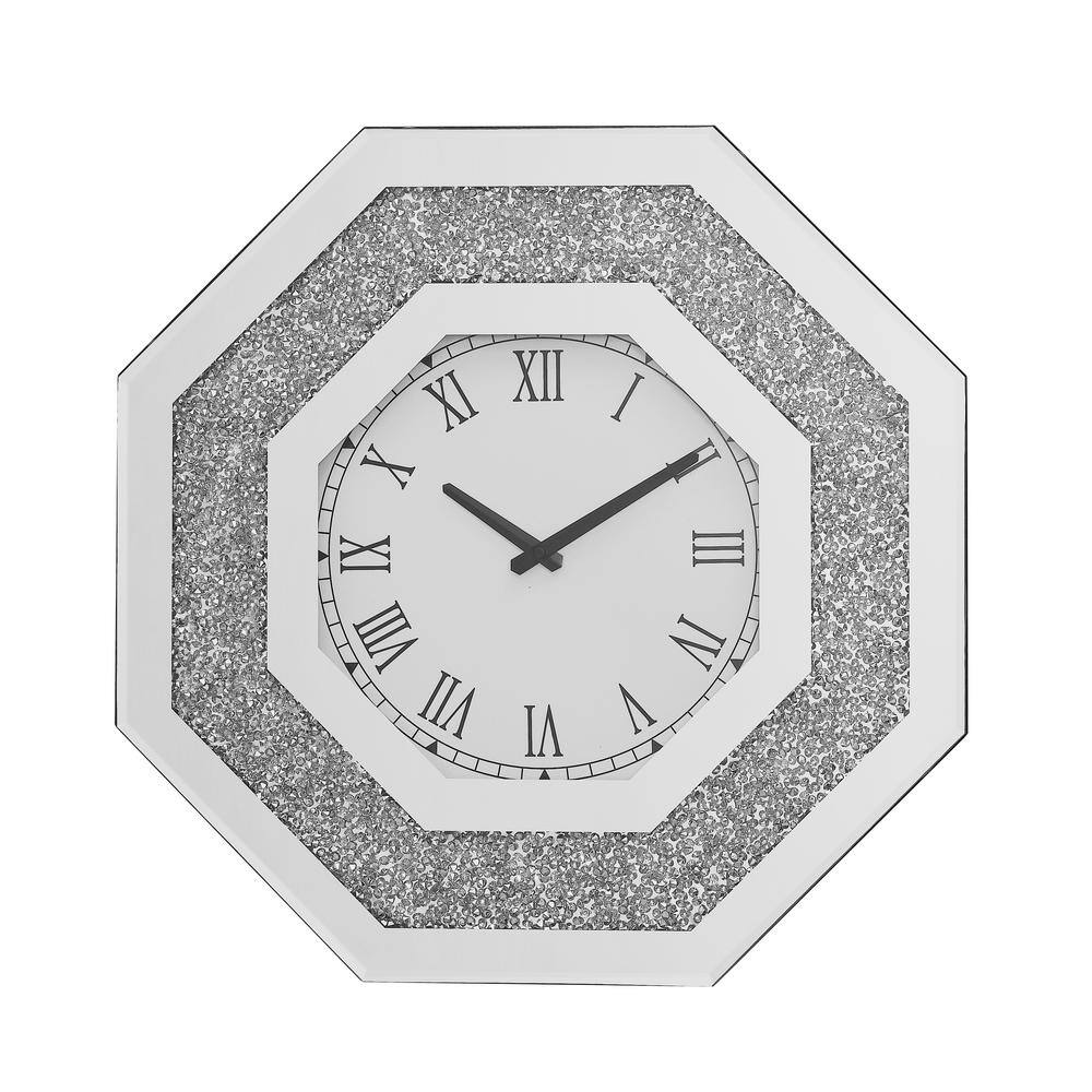 New Glamorous Octagonal Wall Clock with Floating Crystals: 20 in. x 20 in. 