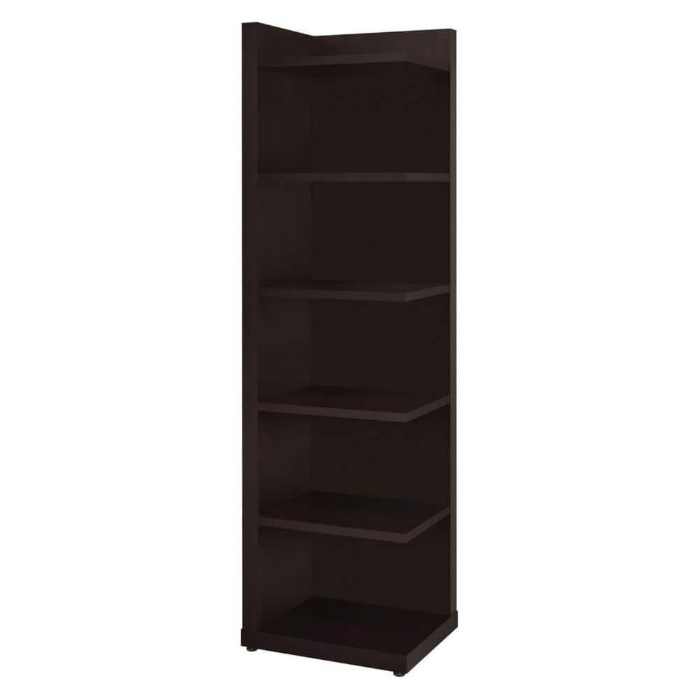 Casual Contemporary Cappuccino Corner Bookcase with 5 Shelves
