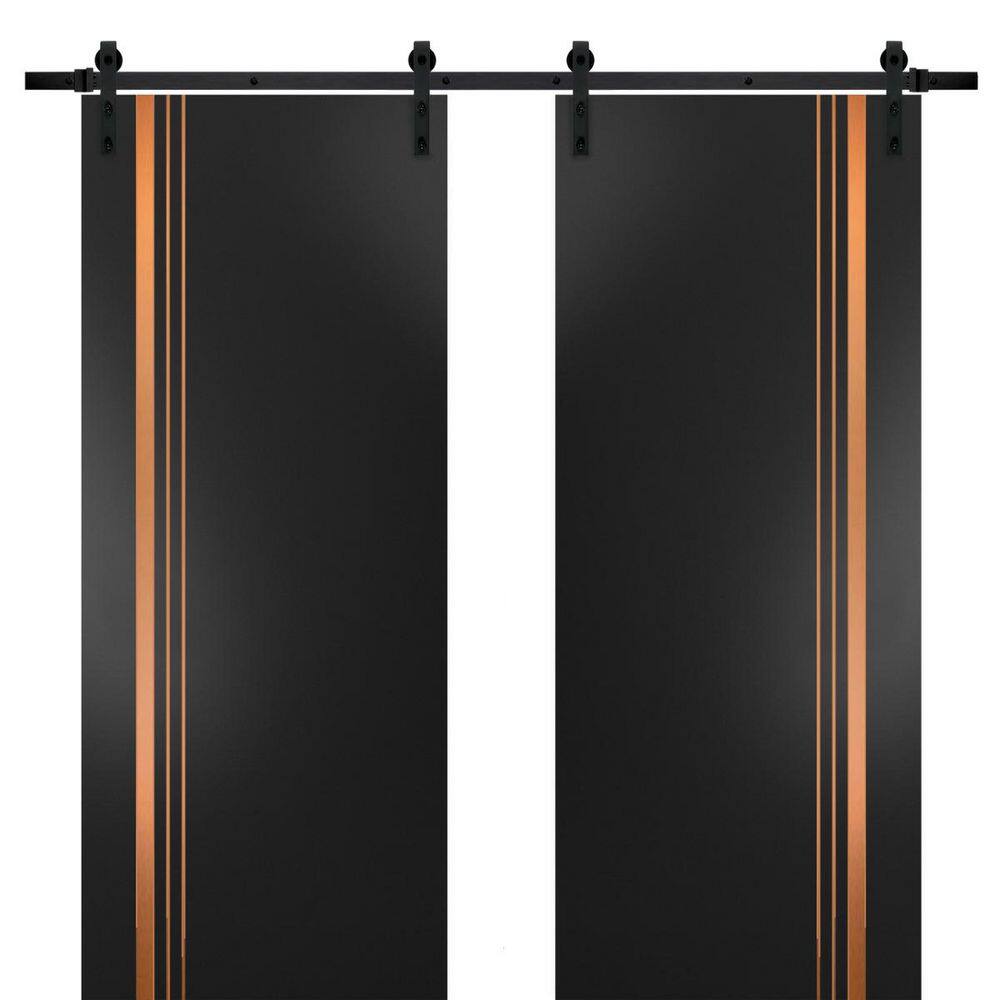 Assemble Required 32 in. x 84 in. 2-Panel Black Matte Solid Wood with Honeycomb Sliding Barn Door with Hardware Kit price history on PriceWatchPro