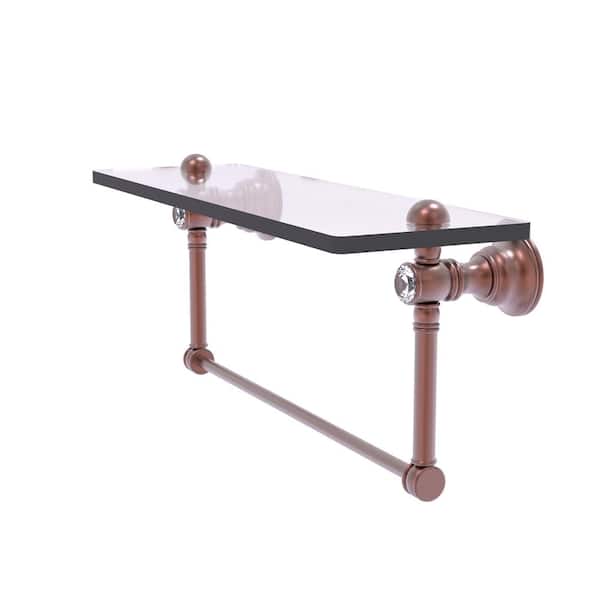 Allied Brass Carolina Crystal Antique Copper 1-Tier Brass Wall Mount Bathroom Shelf