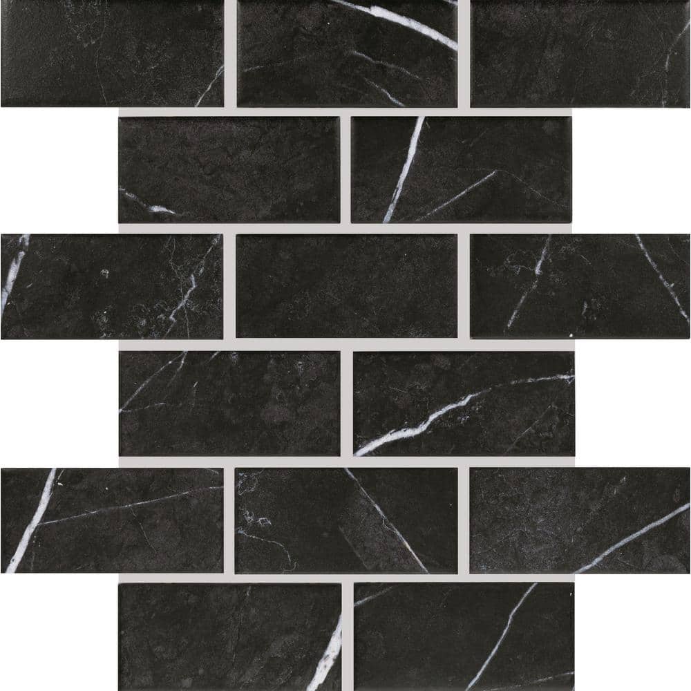 3x12 Satin Black Subway Tile  Black Ceramic Wall Tile – Mercury Mosaics