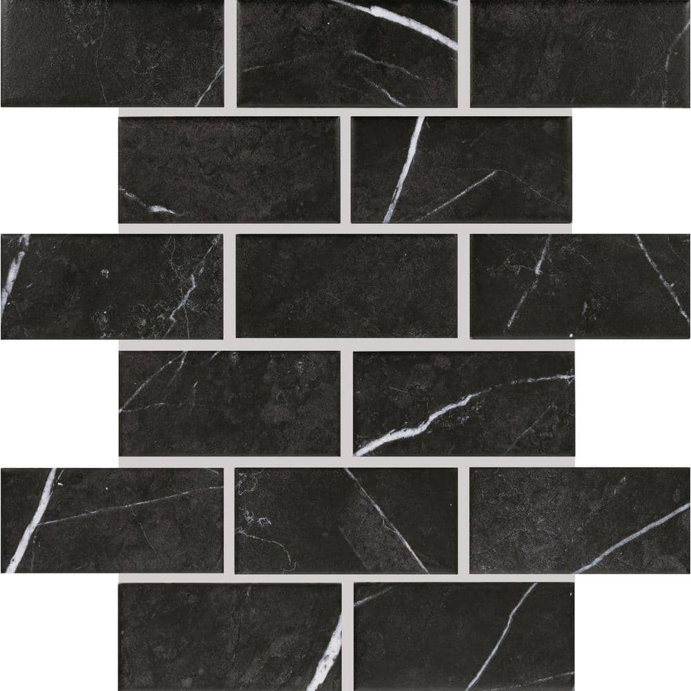 Restore Black Marble 3 in. x 3 in. Glazed Ceramic Brick Joint Mosaic Sample Tile price history on PriceWatchPro