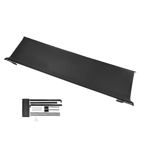 Black Camper Awning Fabric Replacement, 1 in.-13 ft. Weatherproof Durable Slide Topper Awning with Bracket, Heavy Duty