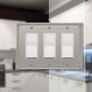 Imperial Bead 3 Gang Rocker Metal Wall Plate - Brushed Nickel