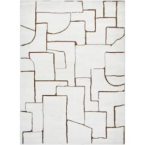 Freud 7 ft. x 9 ft. Ivory/Brown Abstract Indoor Area Rug