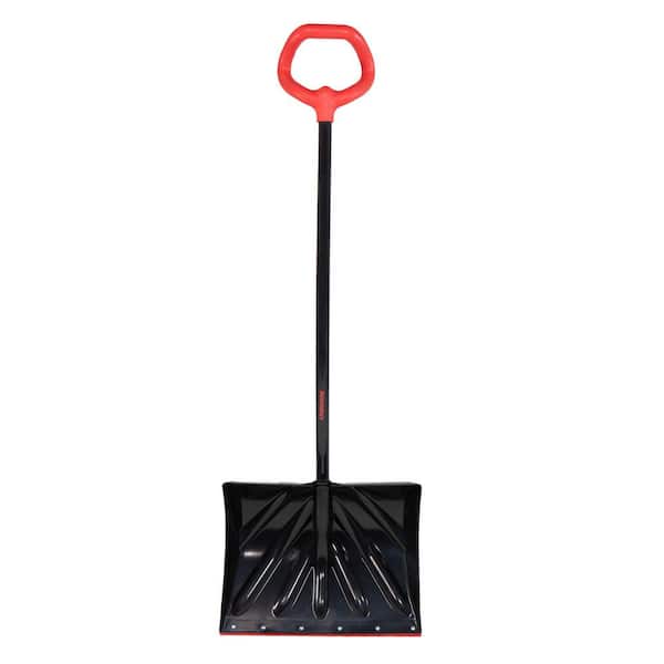 43 in. Metal Handle HDPE Plastic Snow Shovel with Ergonomic Versa Grip and Wear Strip