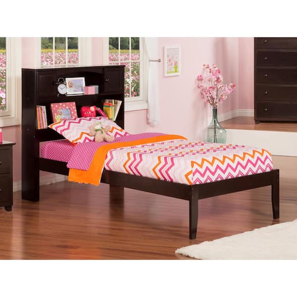 AFI Newport Espresso Dark Brown Twin Extra Long Traditional Panel Bed with Open Footboard and Attachable Device Charger