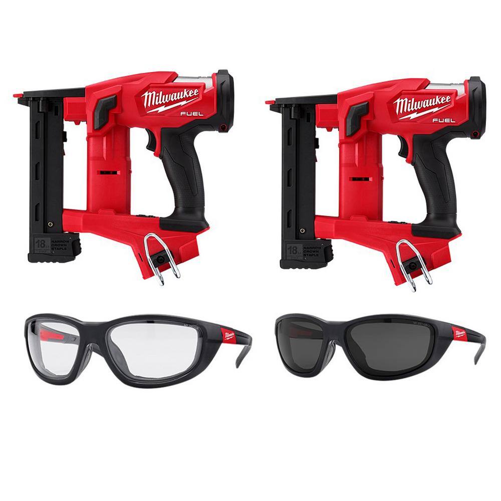 Milwaukee M18 FUEL 18V Lithium-Ion Brushless Cordless 18-Gauge 1/4 in. Narrow  Crown Stapler (2-Tool) With Glasses 2749-20-2749-20-48-73-2040-48-73-2045  The Home Depot