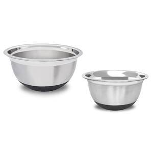 4.5 Qt.,, 4 Qt., 2-Piece Stainless Steel Mixing Bowl Set with Silicone Base