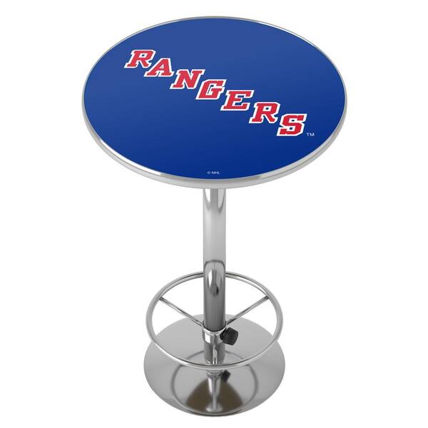Unbranded New York Rangers Vintage 27 in. Chrome Round Table Top with Adjustable Foot Rest