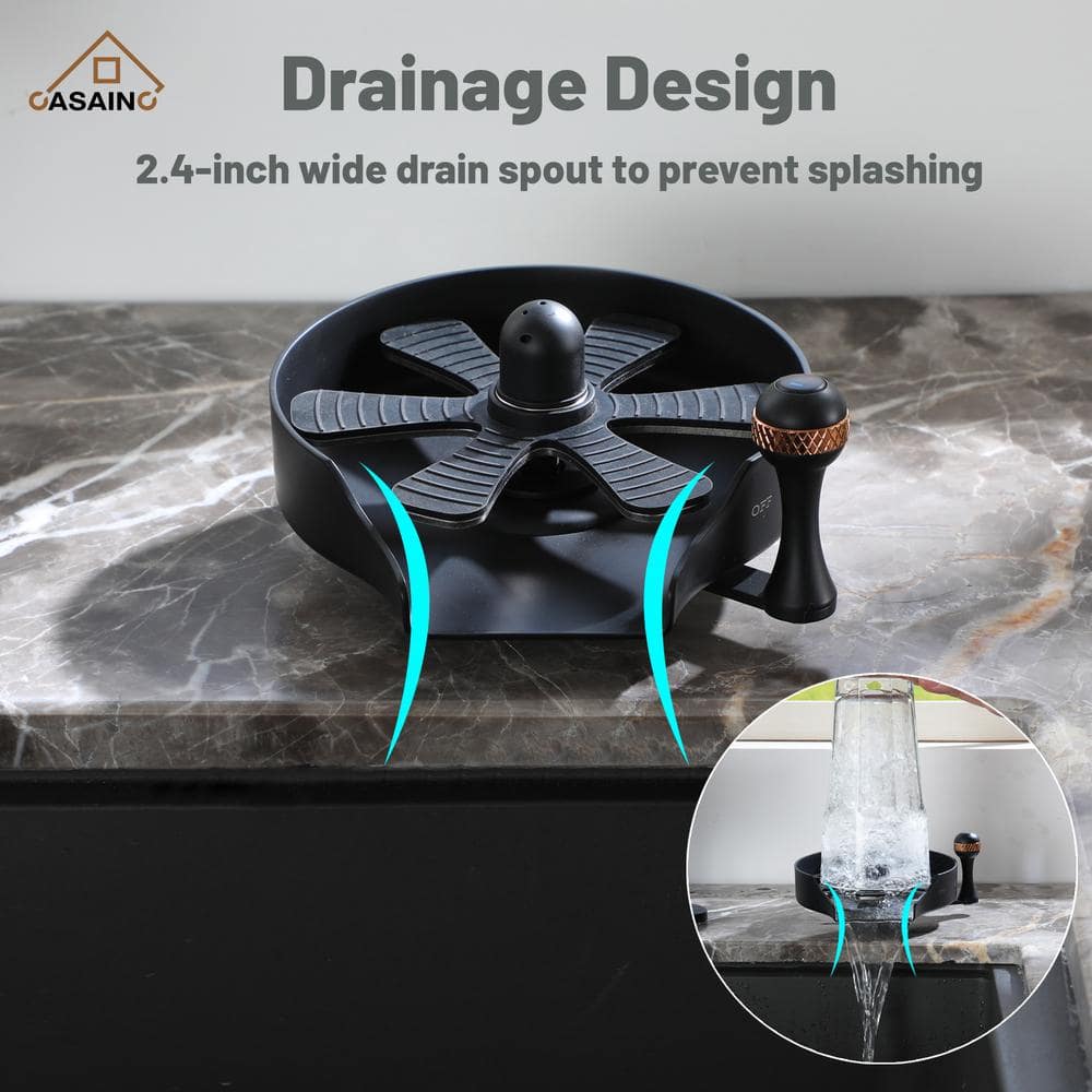 Matte Black Stainless Steel Kitchen Sink Glass Rinser