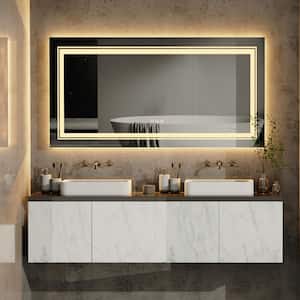 47 in. W x 32 in. H Extra Large Rectangular Frameless Anti Fog Dimmable Touch LED Lighted Wall Bathroom Vanity Mirror