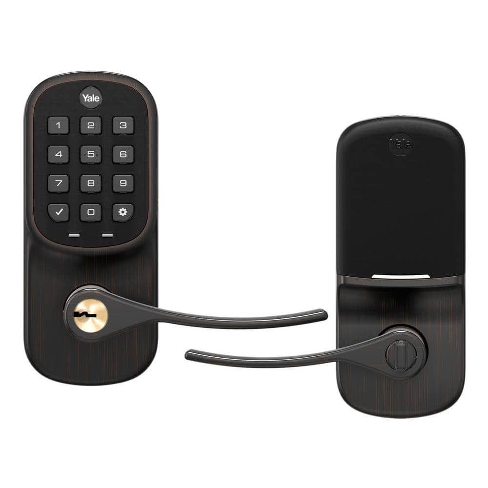 Yale Assure OilRubbed Bronze Door Lever Lock with Push Button Keypad YRL216NR0BP The Home Depot