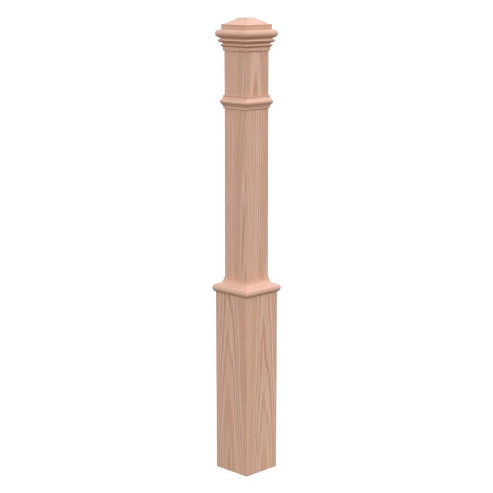EVERMARK Stair Parts 4191 56 in. x 5 in. Unfinished Red Oak Plain Solid  Core Box Newel Post 4191R-056-HD00L - The Home Depot, image size:1000x1000
