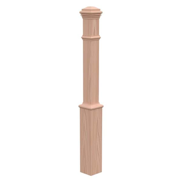 Stair Parts 4191 56 in. x 5 in. Unfinished Red Oak Plain Solid Core Box Newel Post