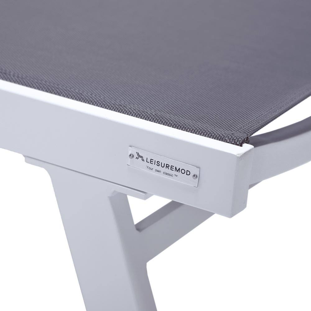 Gray Aluminum Patio Chaise Lounge Chair with Adjustable Backrest