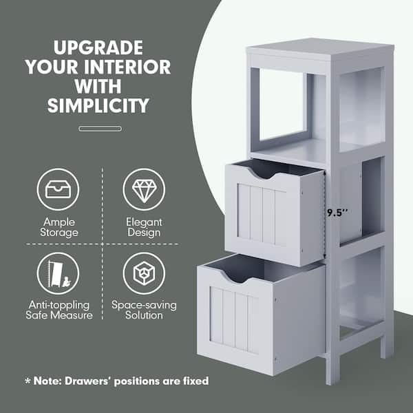 Floor Multifunction Bathroom Storage Organizer Rack with 2 Drawers