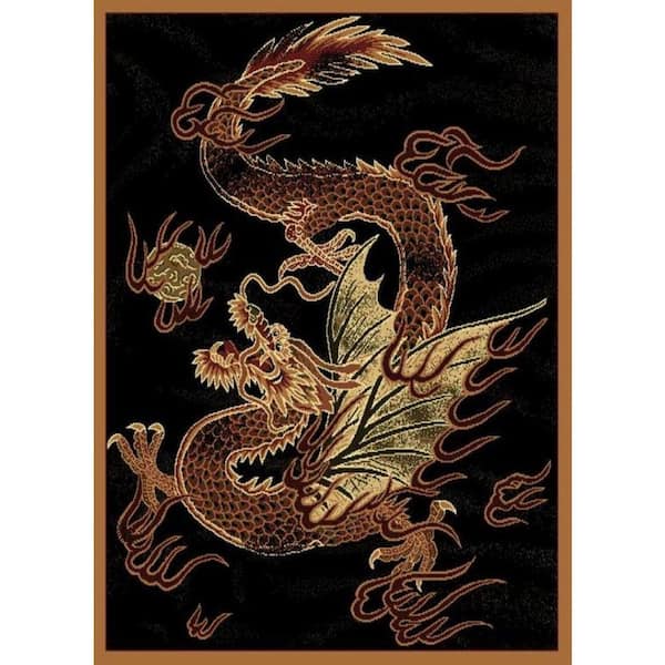 United Weavers Dragon Luck Black/Beige 5 ft. x 7 ft. Area Rug
